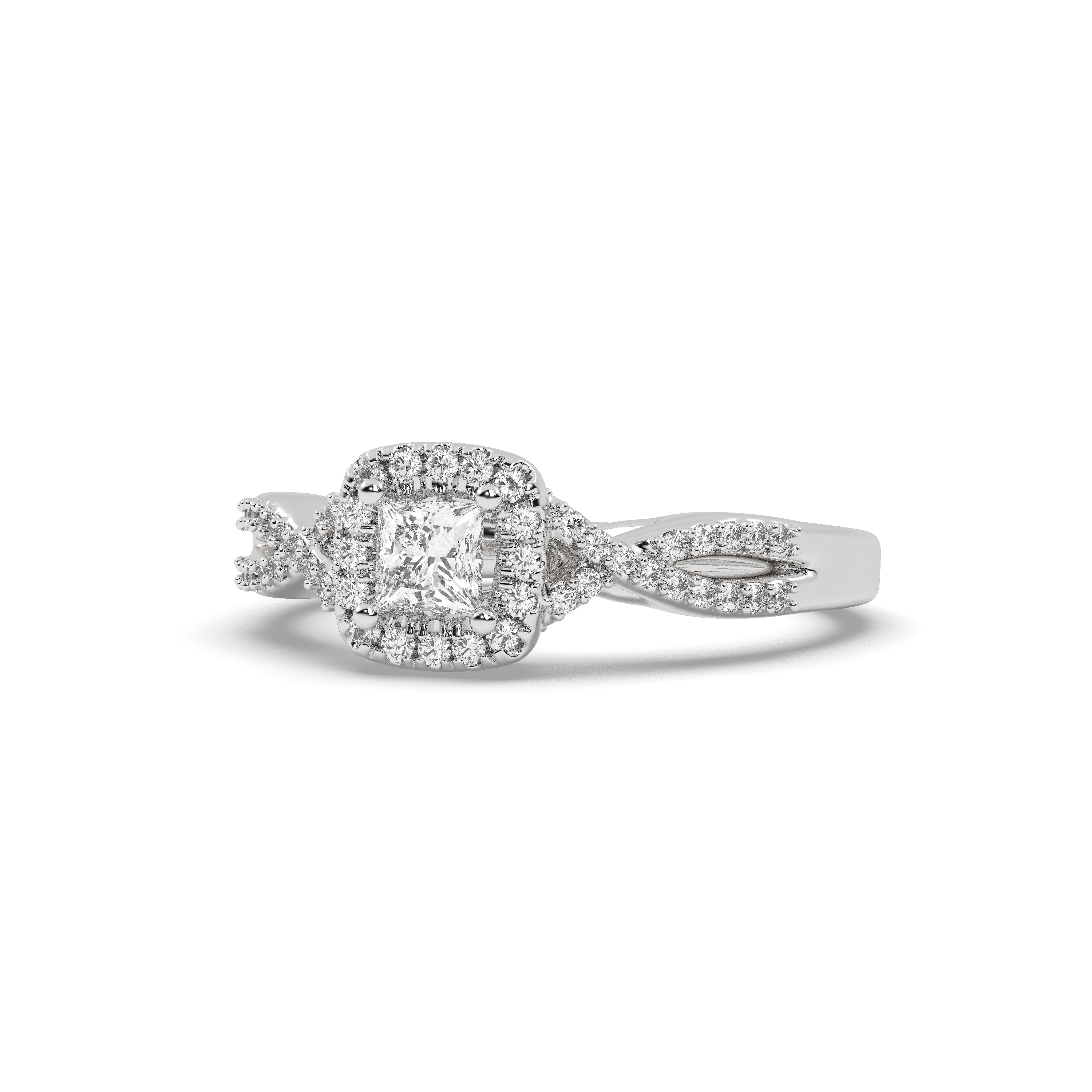 White Gold Studded 0.858 Carat Lab Grown Diamond Ring-G Color VS2 Clarity.